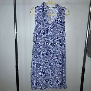 Crown & Ivy polka dot floral ruffle neckline dress Sz XL sleeveless